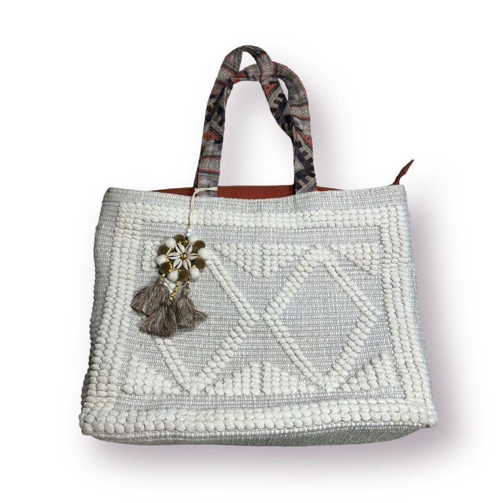 Steven Crotchet Large Boho Chic Tote with Crotchet Charm‎